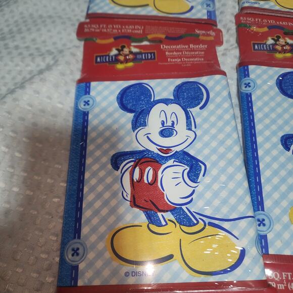 MICKEY MOUSE NWT SET OF 4 DECORATIVE PREPASTED WALL BORDER UNOPENED - Picture 2 of 8